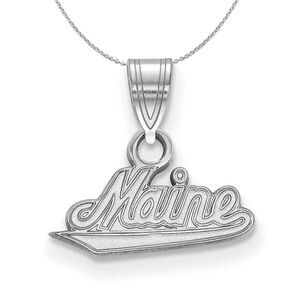 Sterling Silver U. of Maine Small Pendant Necklace - 24 Inch